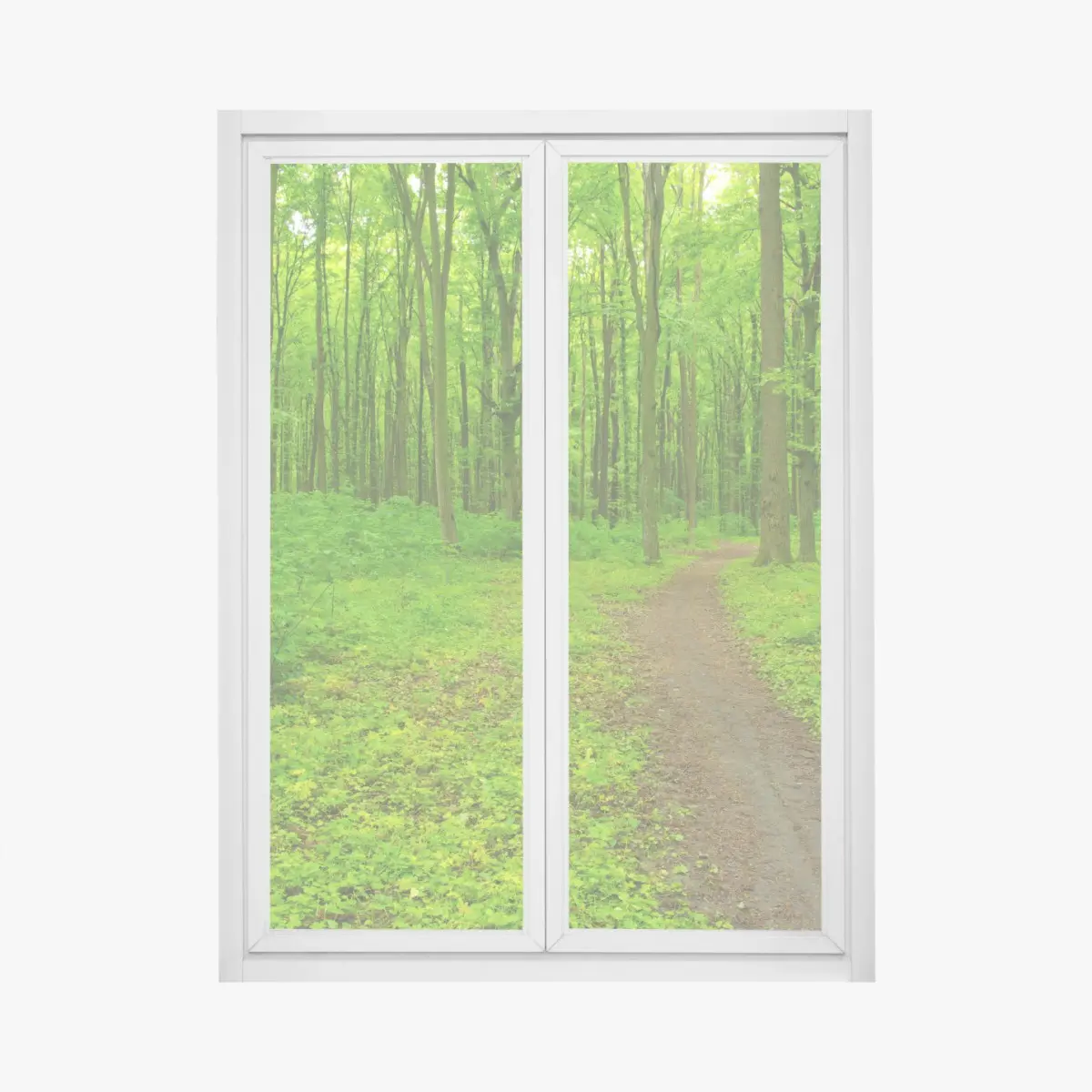 Fensteraufkleber beruhigender grüner waldweg – Pixers®
