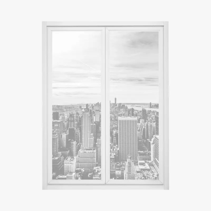 Fensteraufkleber panorama von New York in graustufen