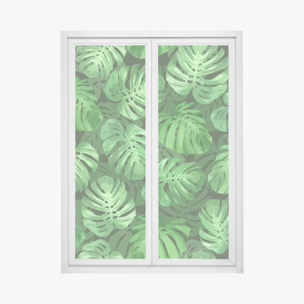 Fensteraufkleber tropisches monstera-blattmuster – Pixers®