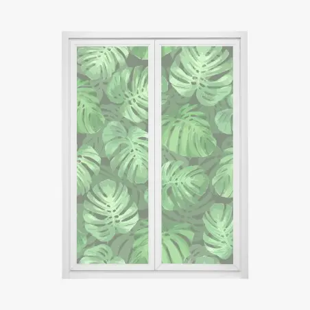 Fensteraufkleber tropisches monstera-blattmuster – Pixers®