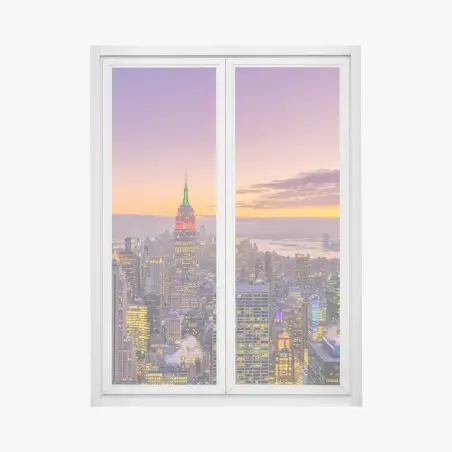 Fensteraufkleber lebendige New York skyline bei sonnenuntergang – Pixers®