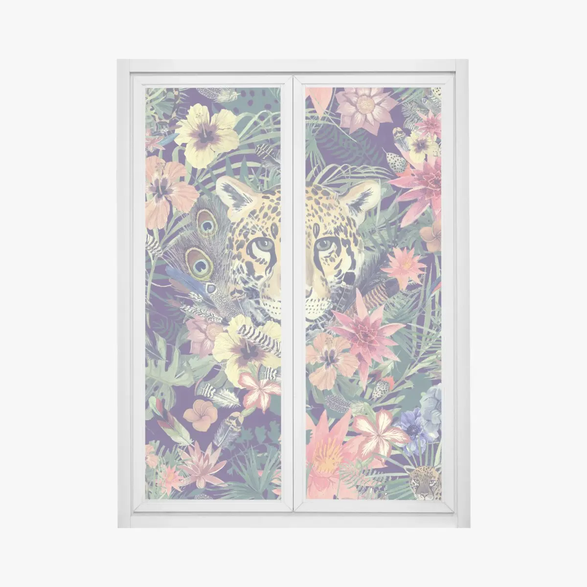 Fensteraufkleber vintage aquarell leopard im tropischen dschungel – Pixers®