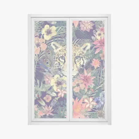 Fensteraufkleber vintage aquarell leopard im tropischen dschungel – Pixers®