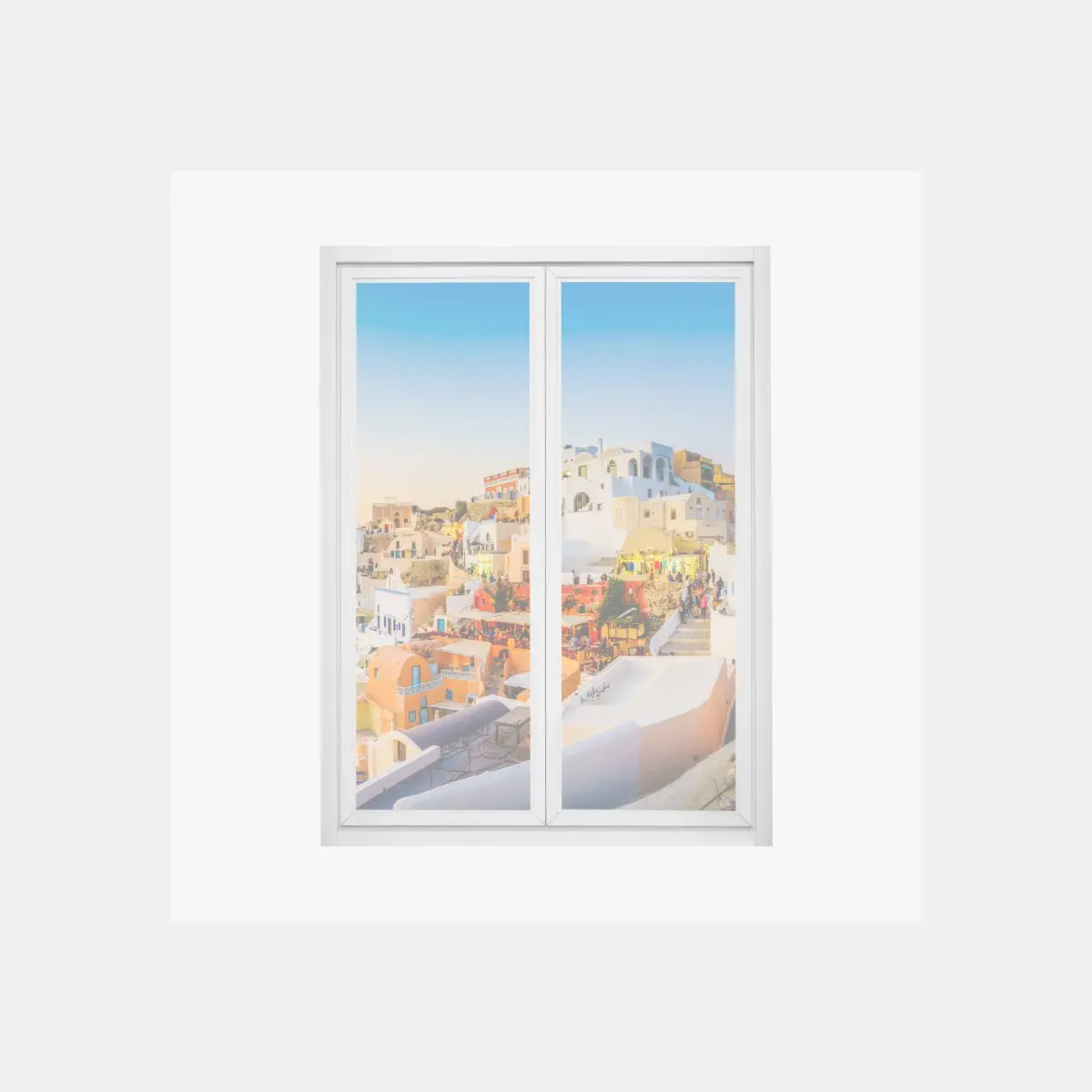 Fensteraufkleber sonnenuntergang über Santorini panoramaansicht – Pixers®