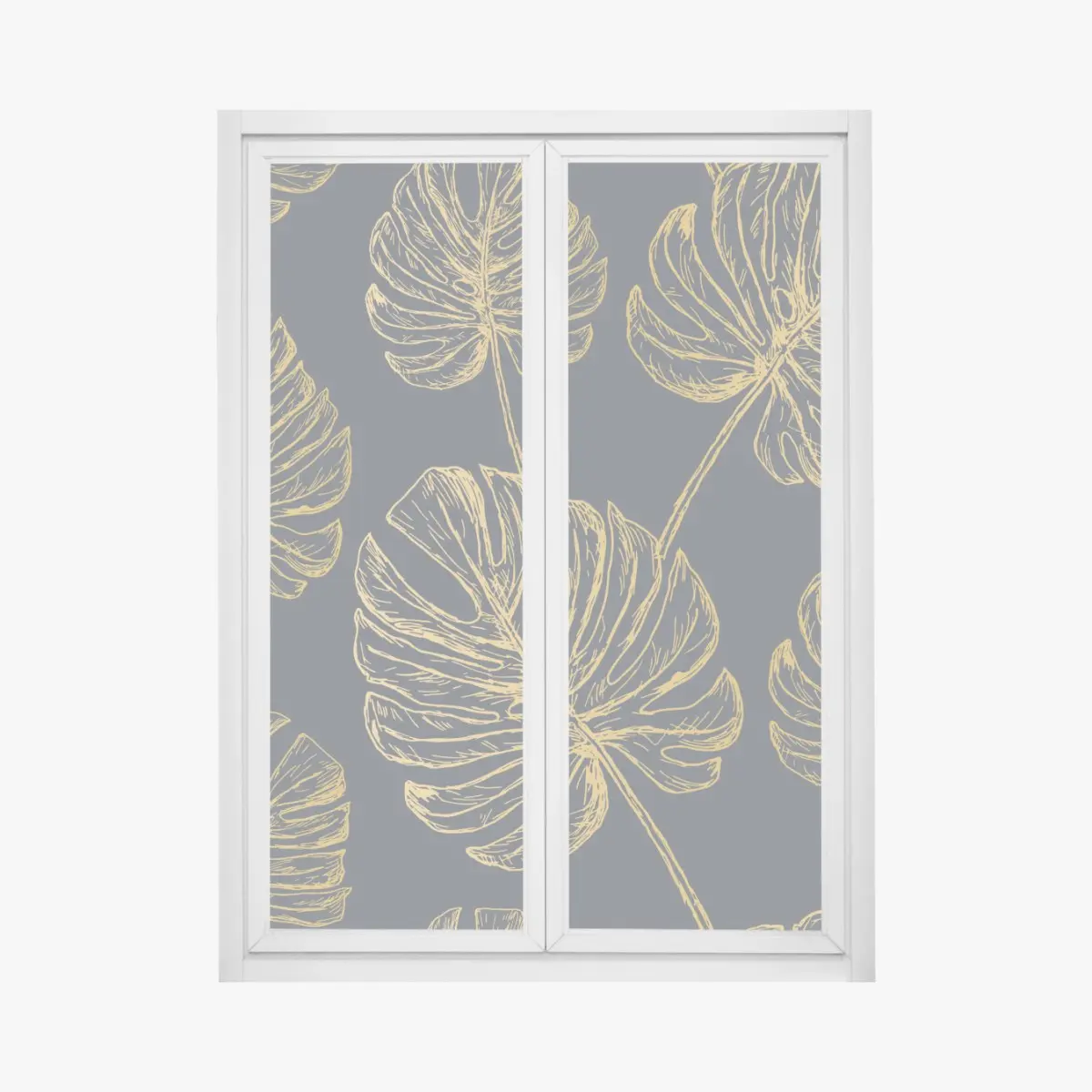 Fensteraufkleber goldene monstera-blätter auf dunklem hintergrund – Pixers®