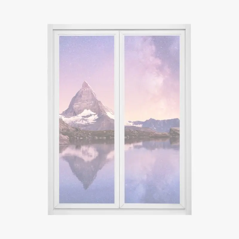 Fensteraufkleber Matterhorn unter der Milchstraße mit spiegelung