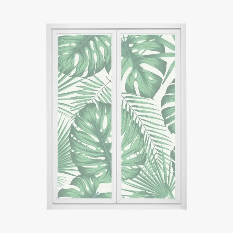 Fensteraufkleber tropisches monstera- und palmblättermuster