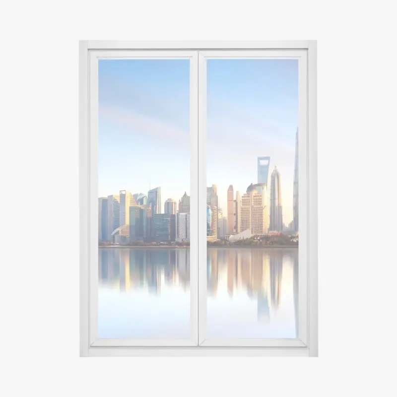 Fensteraufkleber Shanghai skyline spiegelung bei sonnenaufgang