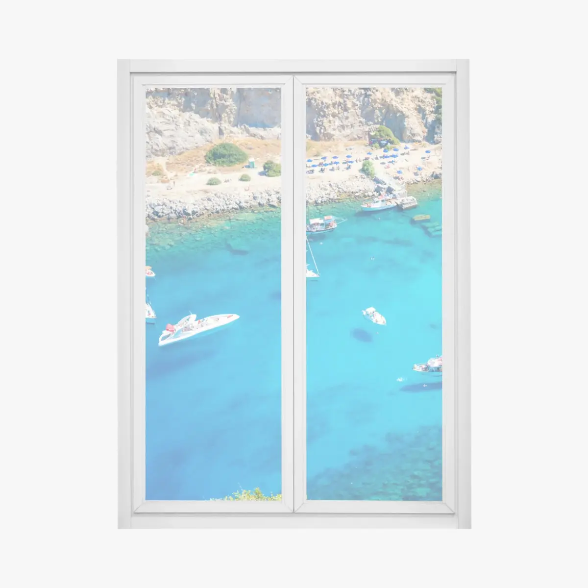 Fensteraufkleber luftaufnahme der Anthony Quinn Bucht, Rhodos – Pixers®