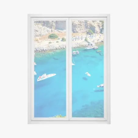 Fensteraufkleber luftaufnahme der Anthony Quinn Bucht, Rhodos – Pixers®