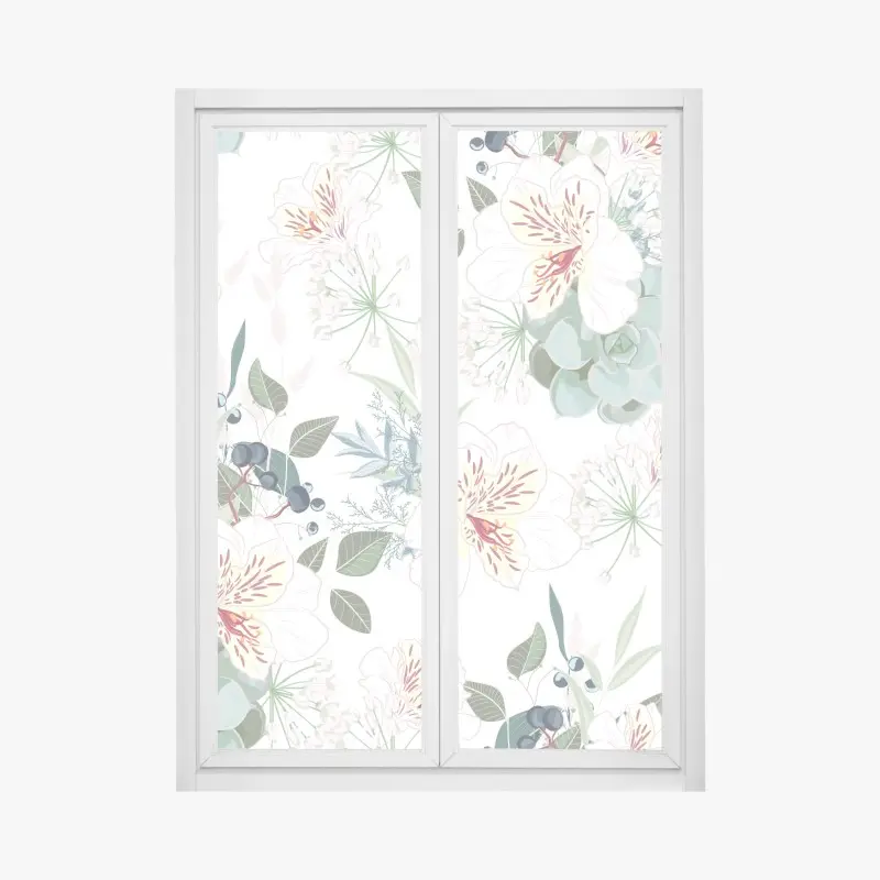 Fensteraufkleber zartes pastell blumenmuster