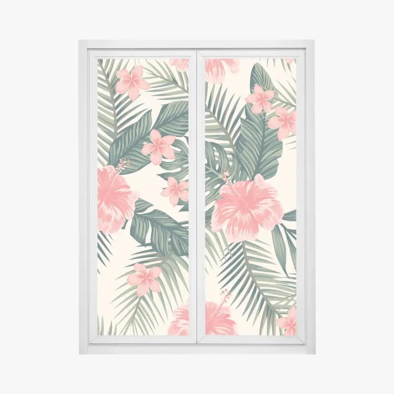 Fensteraufkleber tropisches hibiskusmuster