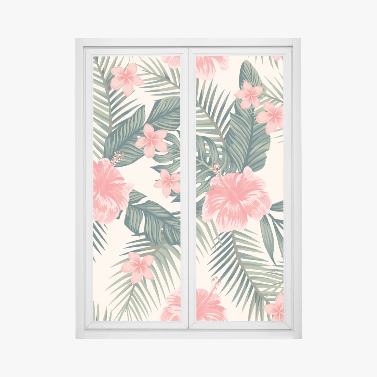 Fensteraufkleber tropisches hibiskusmuster – Pixers®