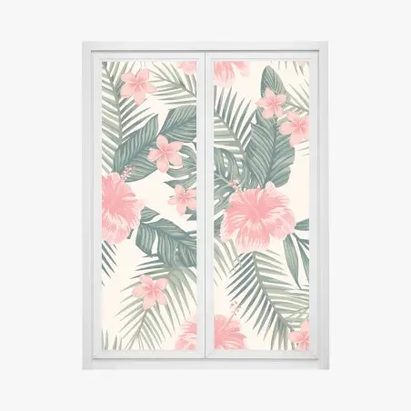 Fensteraufkleber tropisches hibiskusmuster – Pixers®