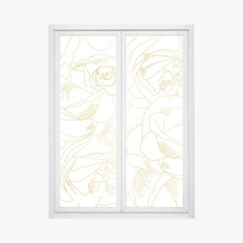 Fensteraufkleber goldene rosen linienzeichnung