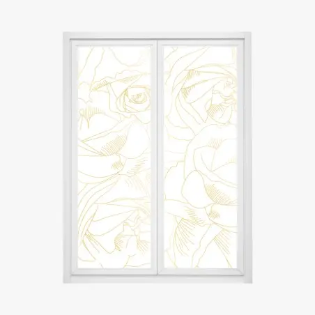 Fensteraufkleber goldene rosen linienzeichnung – Pixers®
