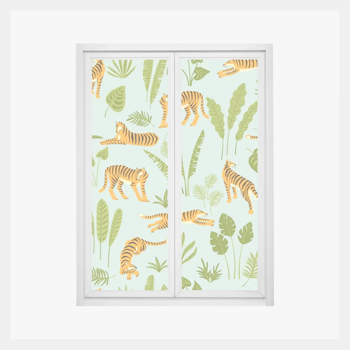 Fensteraufkleber verspieltes tiger dschungel muster – Pixers®