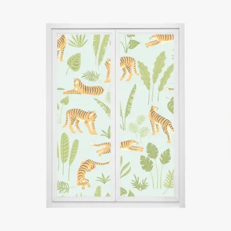 Fensteraufkleber verspieltes tiger dschungel muster – Pixers®