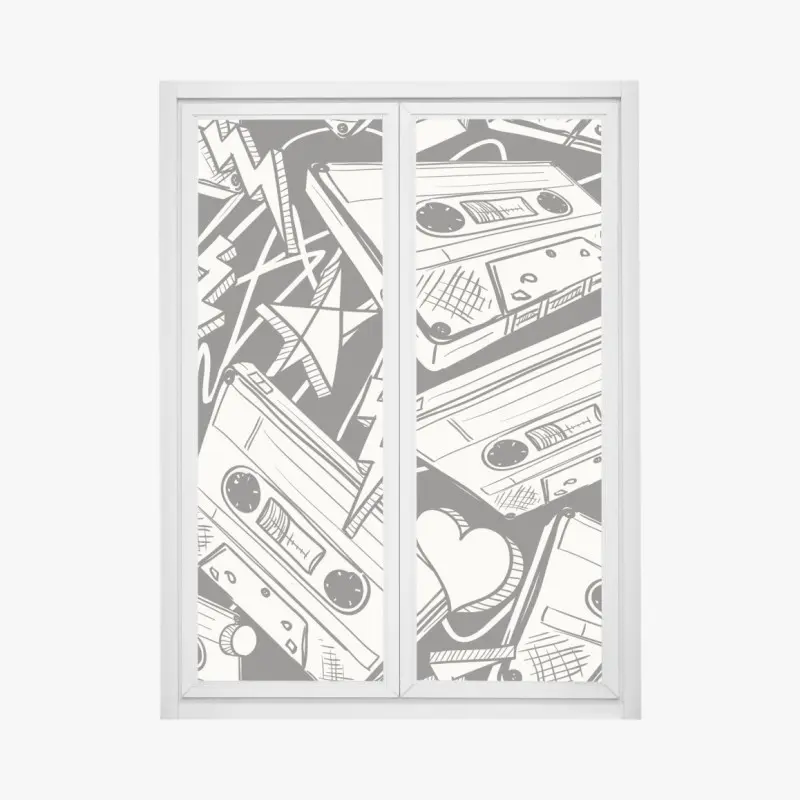 Fensteraufkleber vintage kassettenmuster