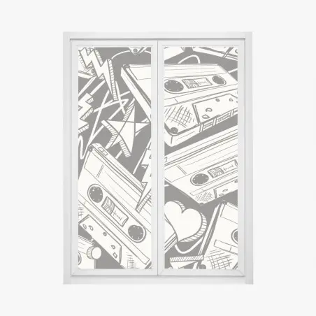Fensteraufkleber vintage kassettenmuster – Pixers®