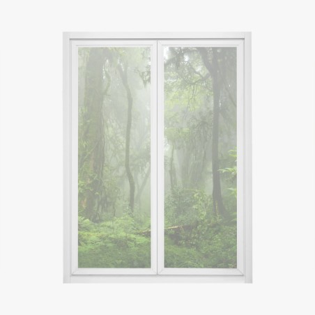 Fensteraufkleber nebliger tropischer dschungelpfad – Pixers®