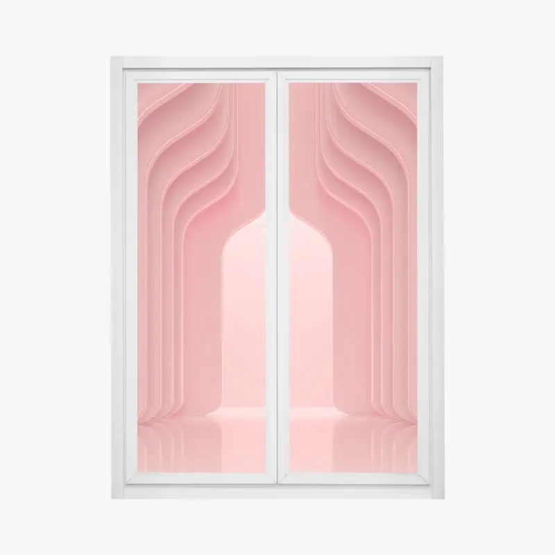 Fensteraufkleber zeitgenössisches korallenrosa architekturmotiv
