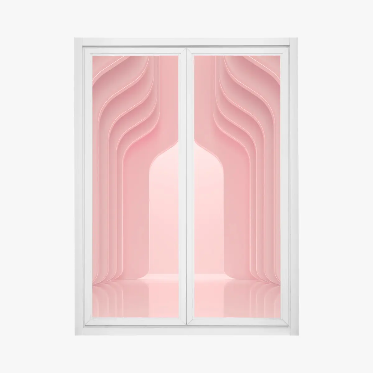Fensteraufkleber zeitgenössisches korallenrosa architekturmotiv – Pixers®