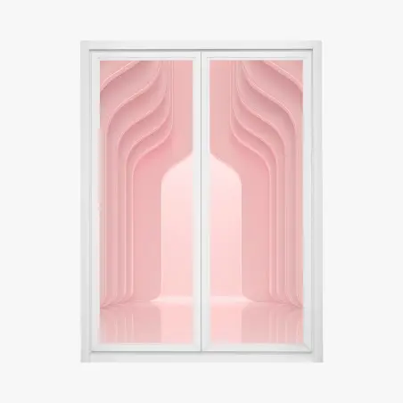 Fensteraufkleber zeitgenössisches korallenrosa architekturmotiv – Pixers®
