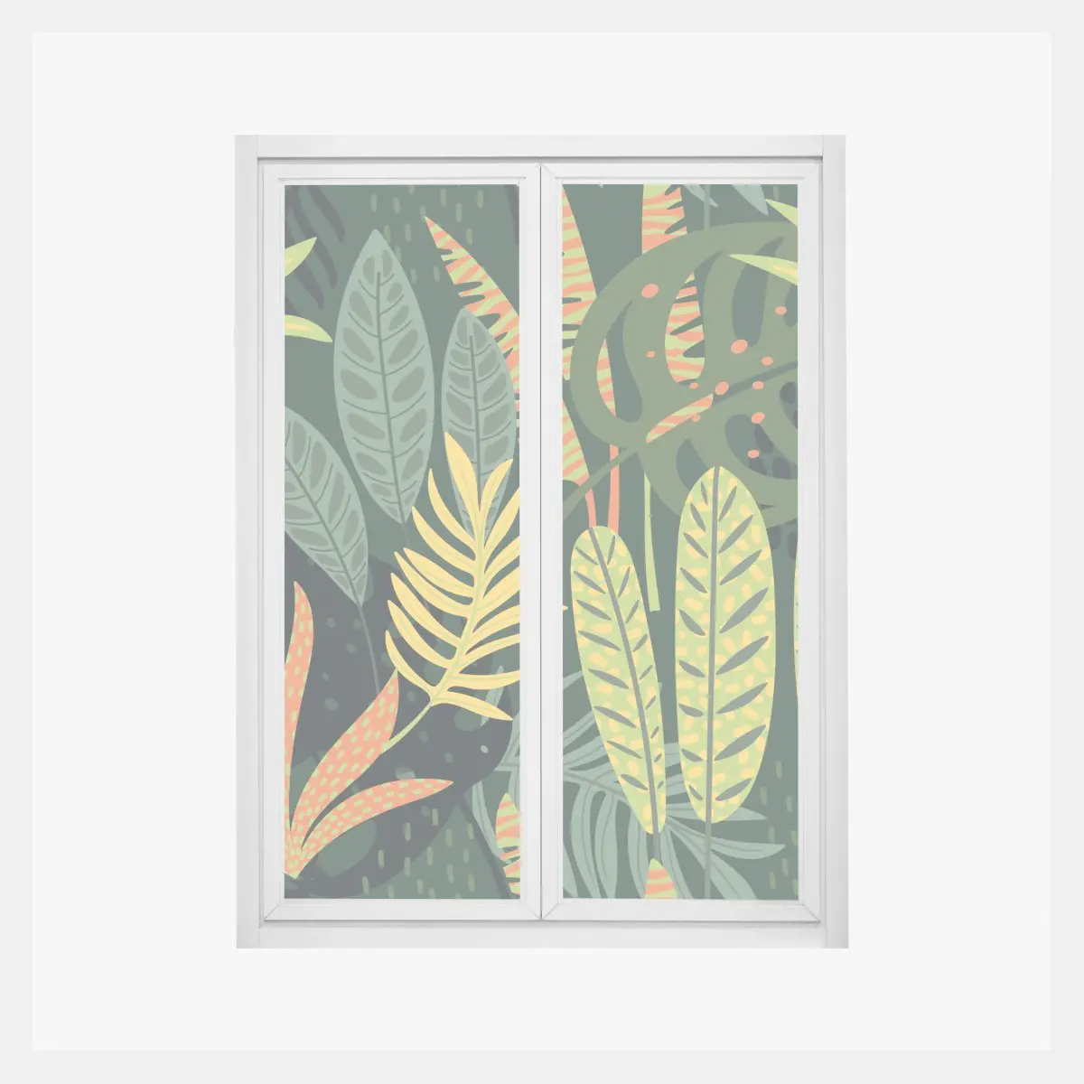 Fensteraufkleber botanisches blattmuster im dschungelstil – Pixers®