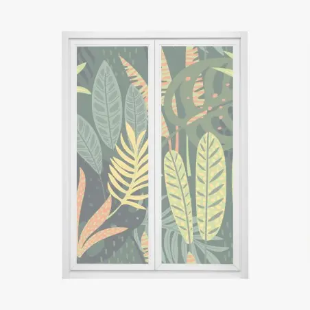 Fensteraufkleber botanisches blattmuster im dschungelstil – Pixers®
