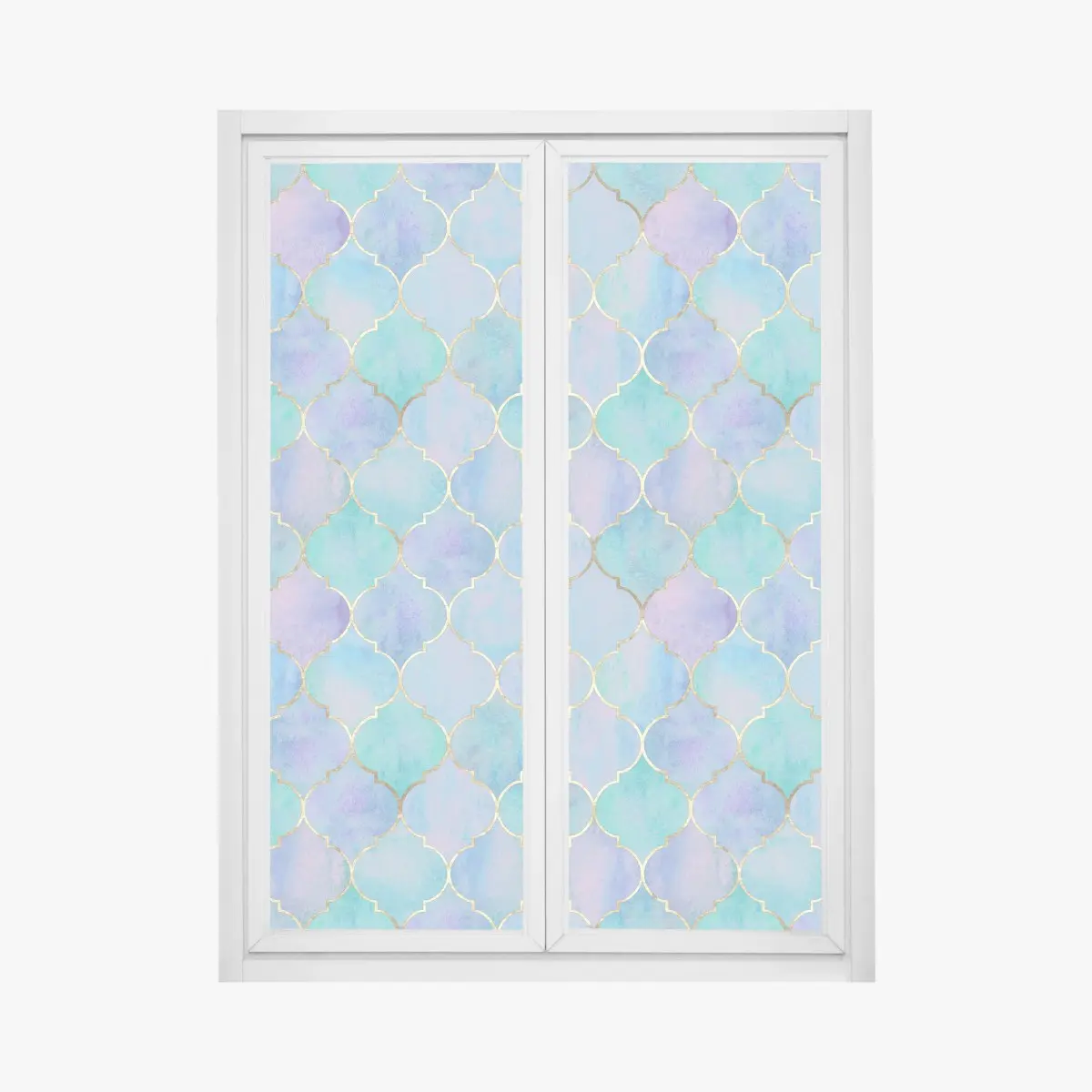 Fensteraufkleber pastell türkis marokkanisches fliesenmuster – Pixers®