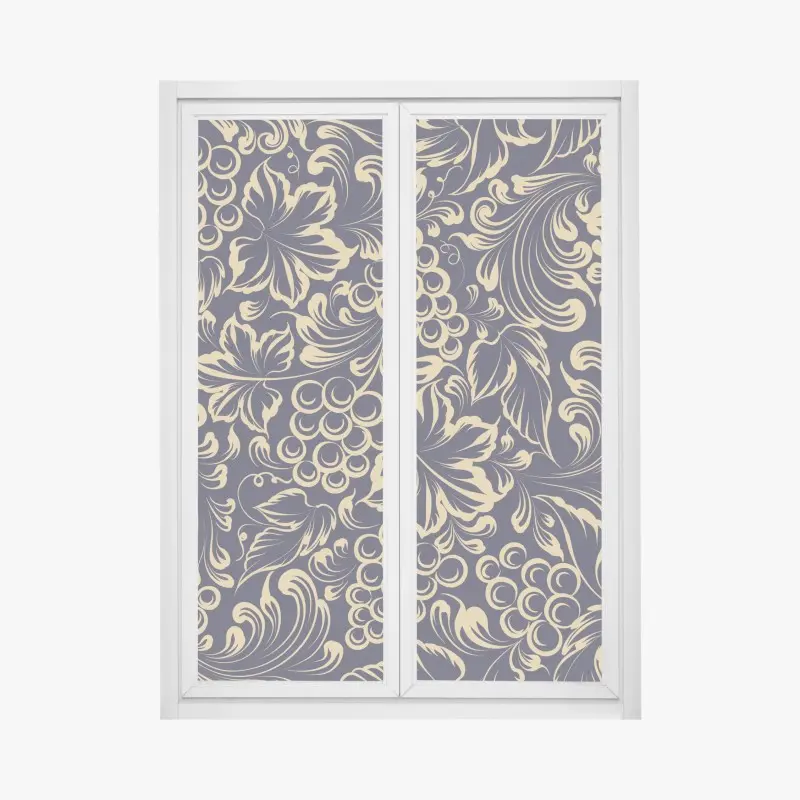 Fensteraufkleber elegantes barockes weintraubenmuster in gold