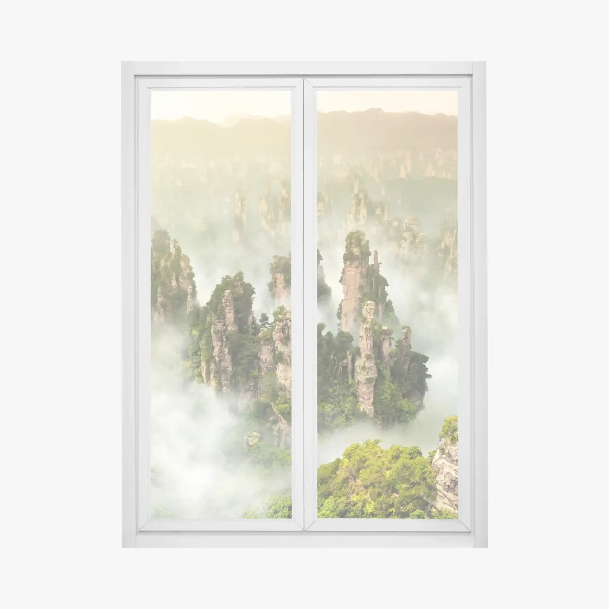 Fensteraufkleber neblige säulen von Zhangjiajie – Pixers®