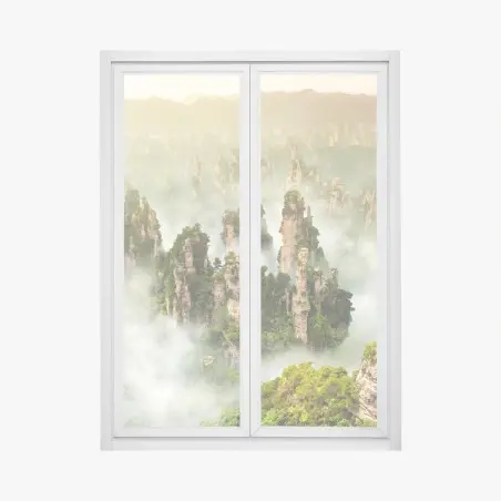 Fensteraufkleber neblige säulen von Zhangjiajie – Pixers®