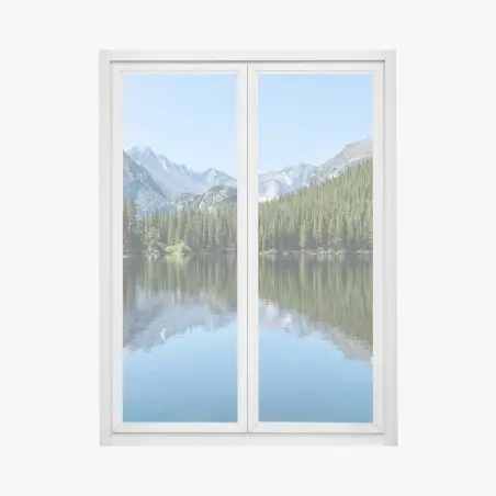 Fensteraufkleber gebirgssee mit spiegelung – Pixers®