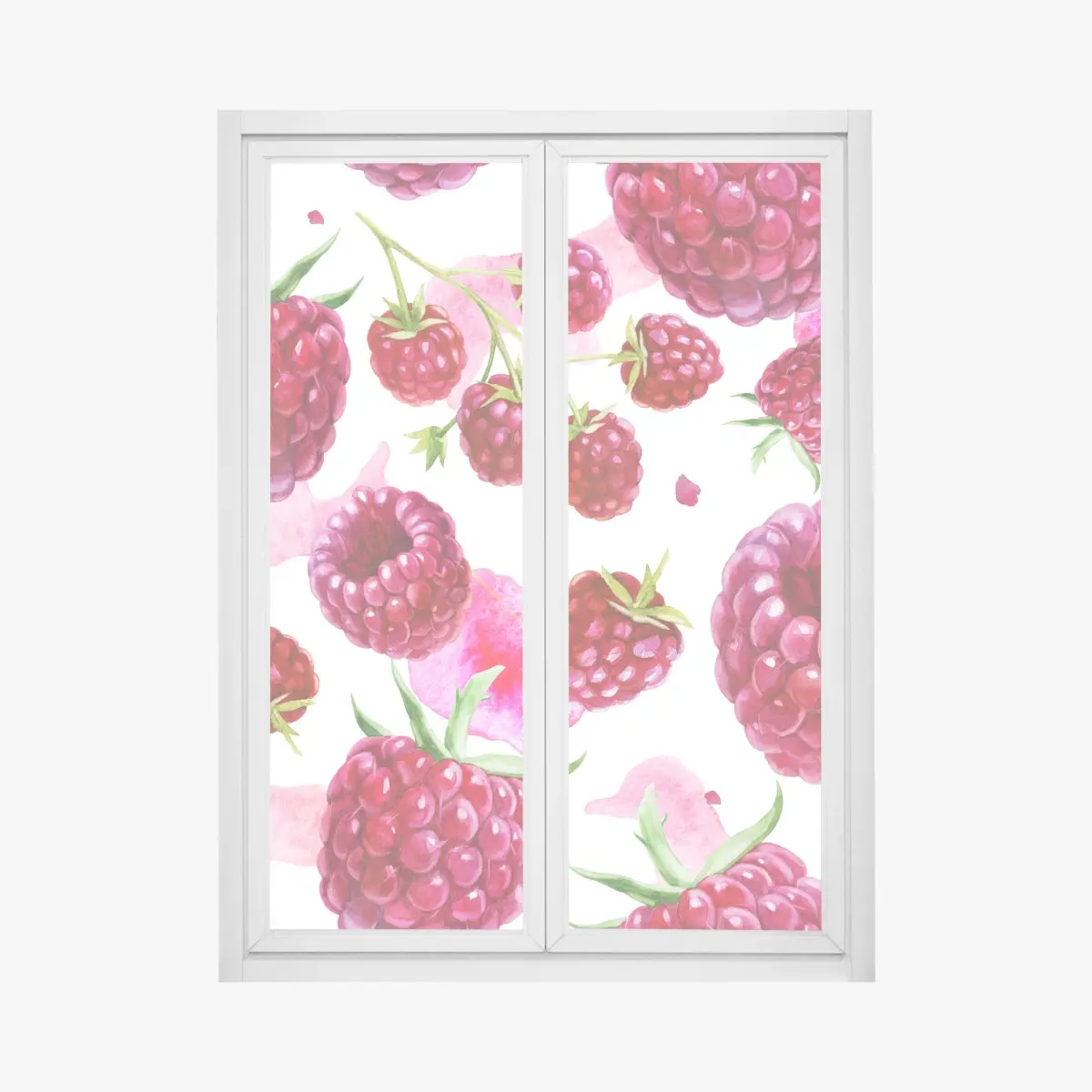 Fensteraufkleber aquarell himbeermuster – Pixers®