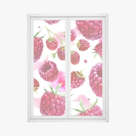 Fensteraufkleber aquarell himbeermuster – Pixers®