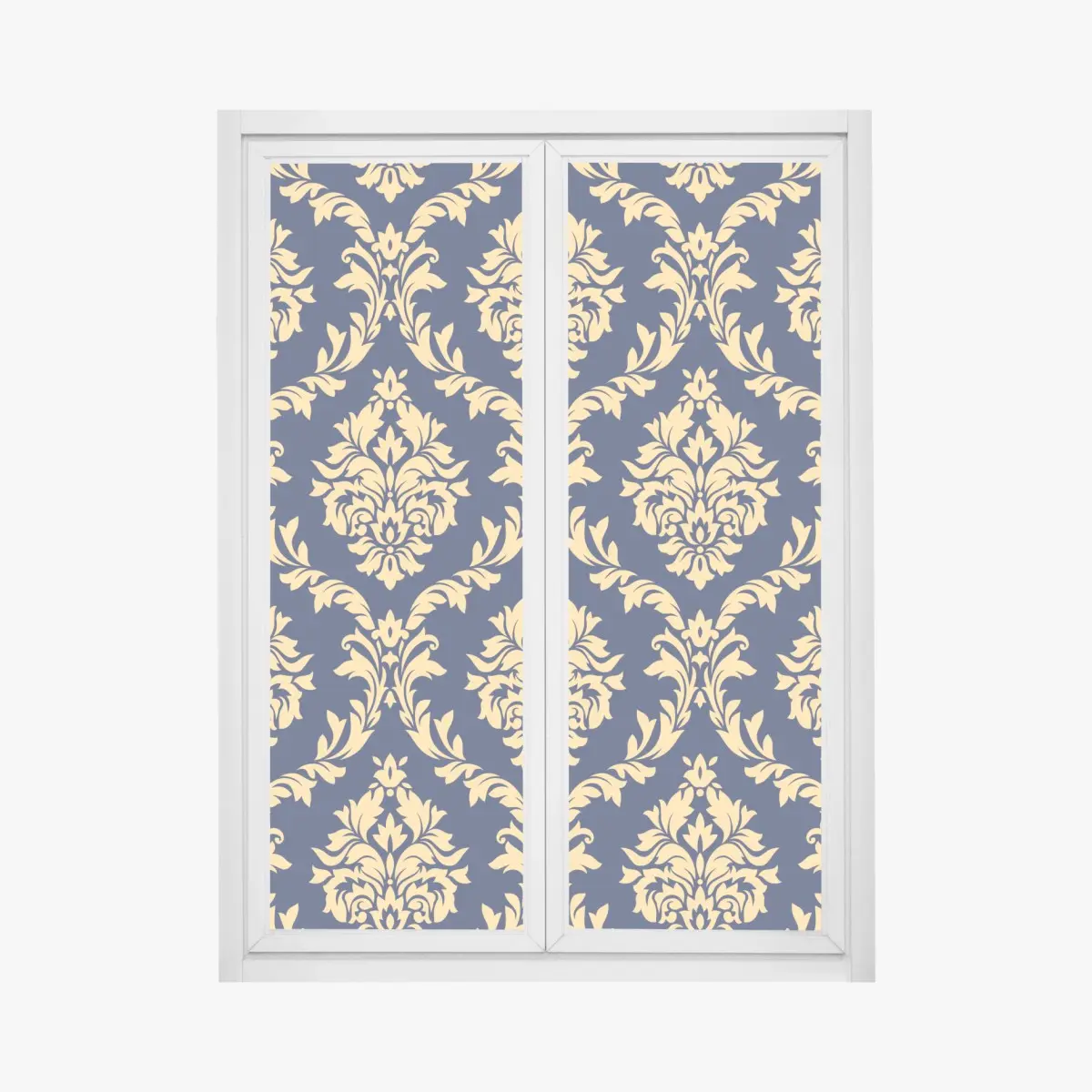 Fensteraufkleber elegantes goldenes damastmuster auf tiefblauem hintergrund – Pixers®