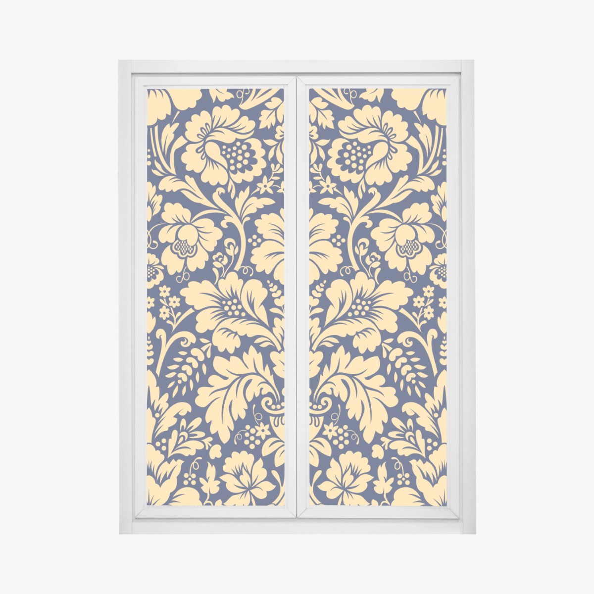 Fensteraufkleber dunkelblau-beiges damastmuster – Pixers®