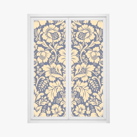 Fensteraufkleber dunkelblau-beiges damastmuster – Pixers®