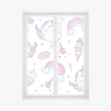 Fensteraufkleber verspieltes pastell-einhorn-katzenmuster – Pixers®