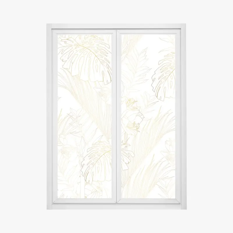 Fensteraufkleber goldenes tropisches blattmuster