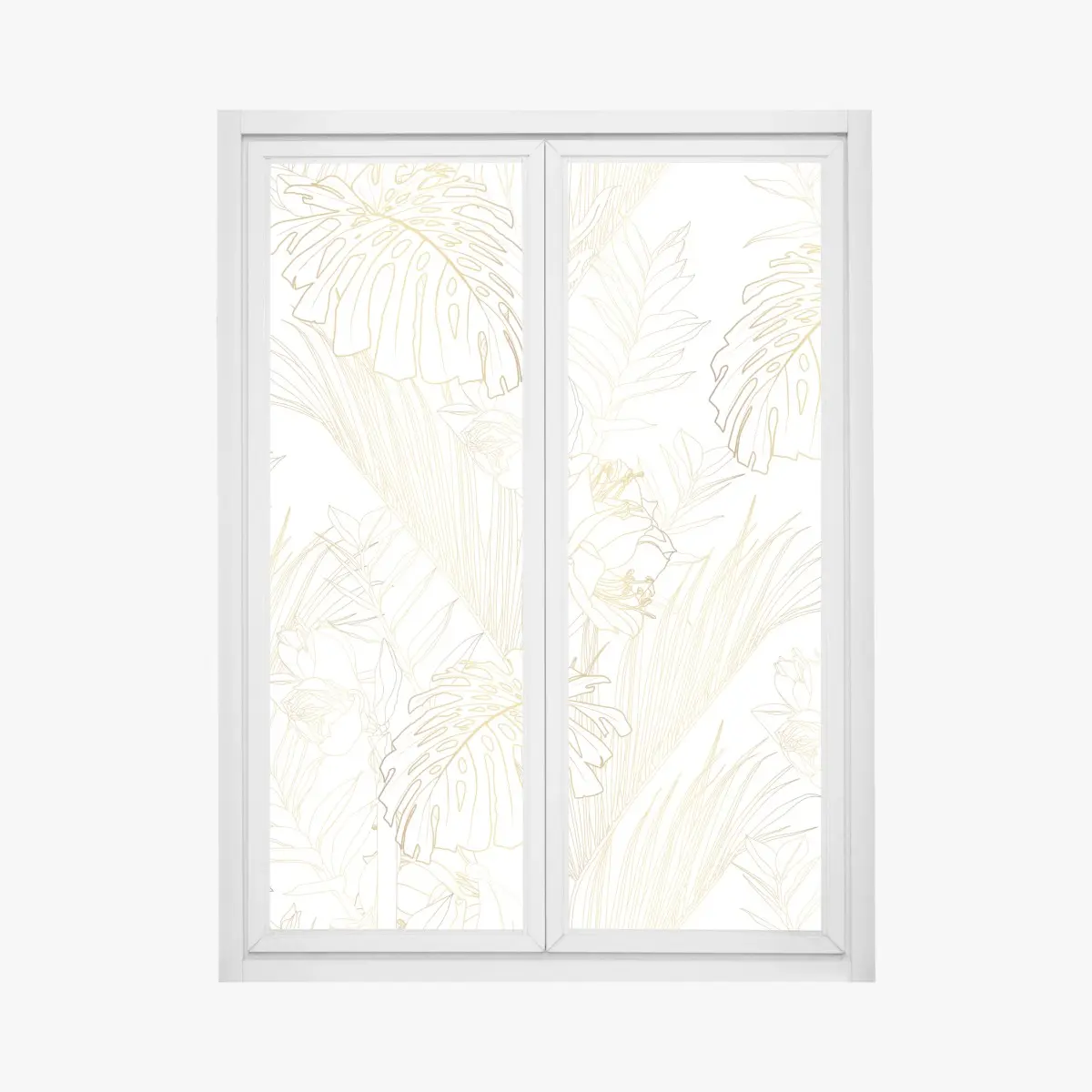 Fensteraufkleber goldenes tropisches blattmuster – Pixers®