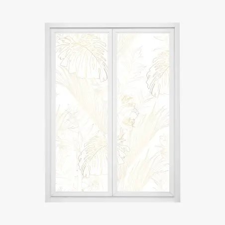 Fensteraufkleber goldenes tropisches blattmuster – Pixers®
