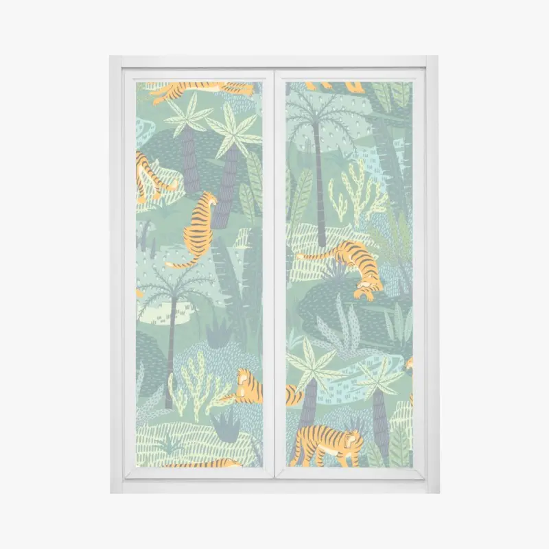 Fensteraufkleber verspieltes dschungel-tiger-muster