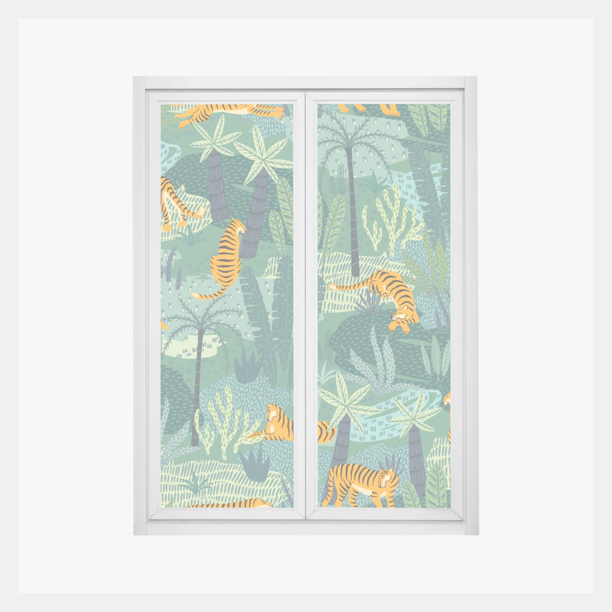 Fensteraufkleber verspieltes dschungel-tiger-muster – Pixers®