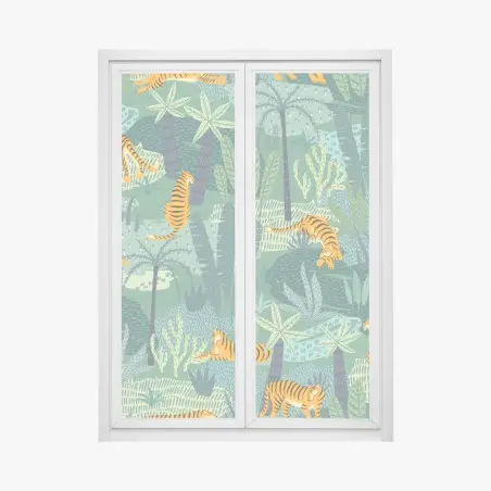 Fensteraufkleber verspieltes dschungel-tiger-muster – Pixers®