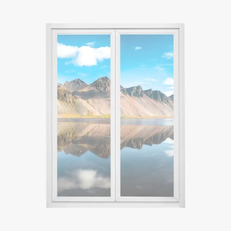 Fensteraufkleber gespiegeltes Vestrahorn bei Stokksnes, Island