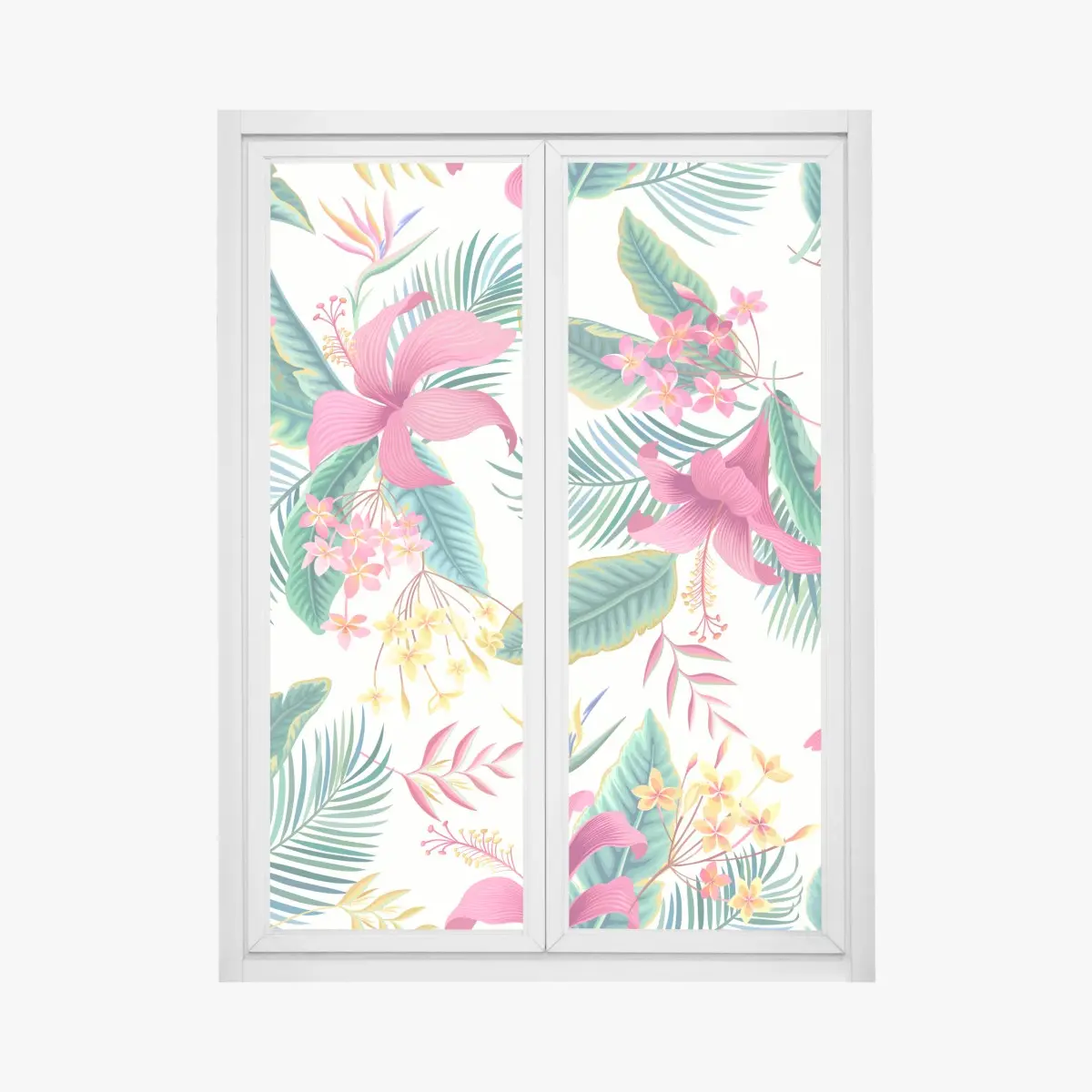 Fensteraufkleber tropisches botanisches blumenmuster – Pixers®