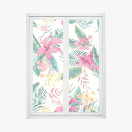 Fensteraufkleber tropisches botanisches blumenmuster – Pixers®
